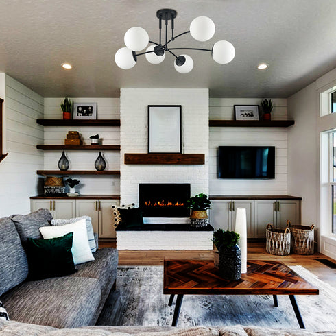 Industrial Farmhouse Globe Ceiling Chandelier Black